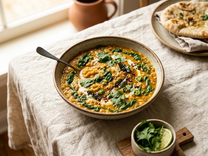 Aromatic Lentil And Spinach Dal