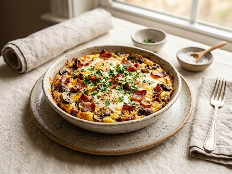 Bacon And Mushroom Breakfast Bake