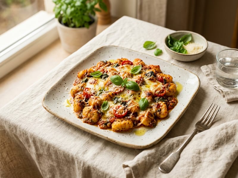 Baked Tomato And Pesto Gnocchi