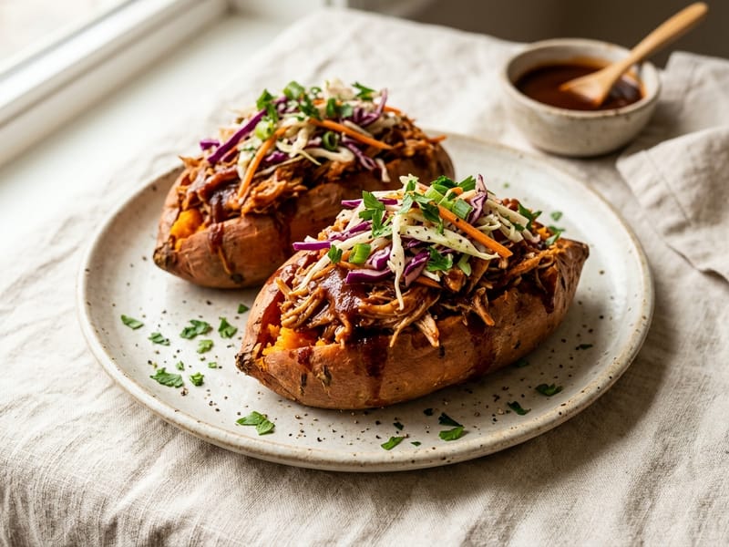 BBQ Chicken Stuffed Sweet Potatoes