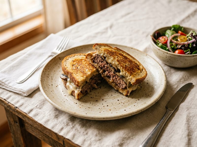 Beef And Mushroom Patty Melt