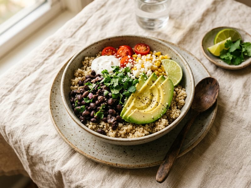 Black Bean And Avocado Quinoa Bowl