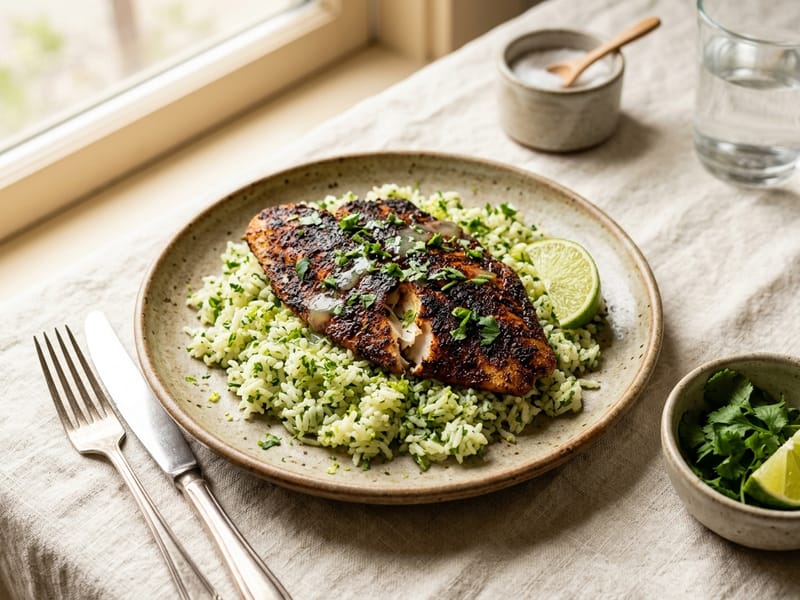 Blackened Tilapia with Lime Rice