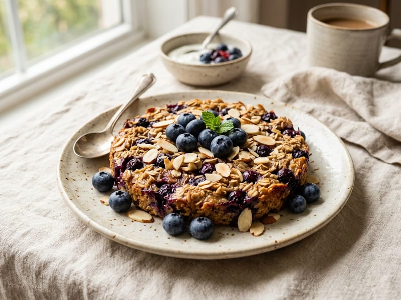 Blueberry Almond Baked Oats