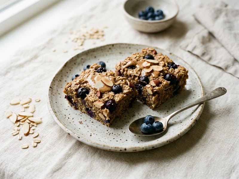 Blueberry Almond Protein Baked Oats