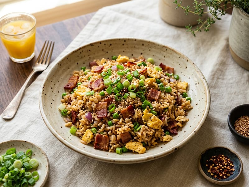 Breakfast Fried Rice With Bacon