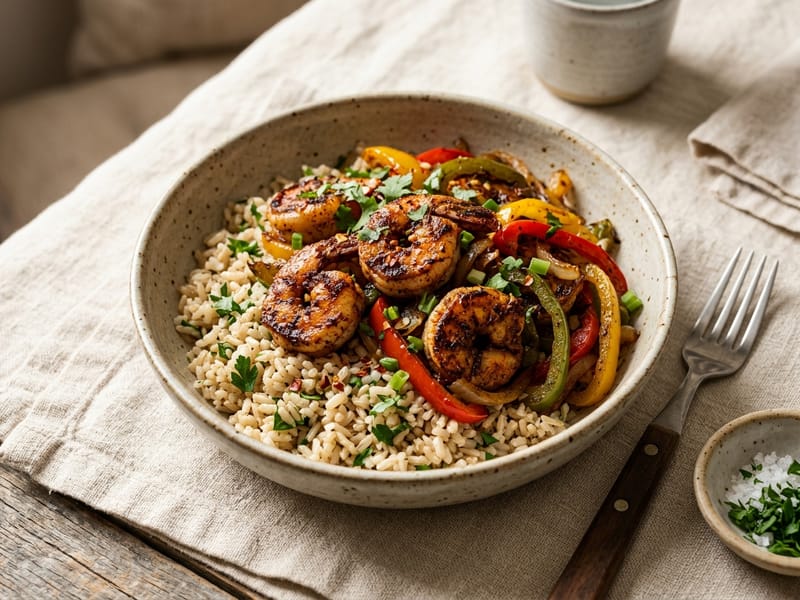 Cajun Shrimp And Bell Pepper Bowl