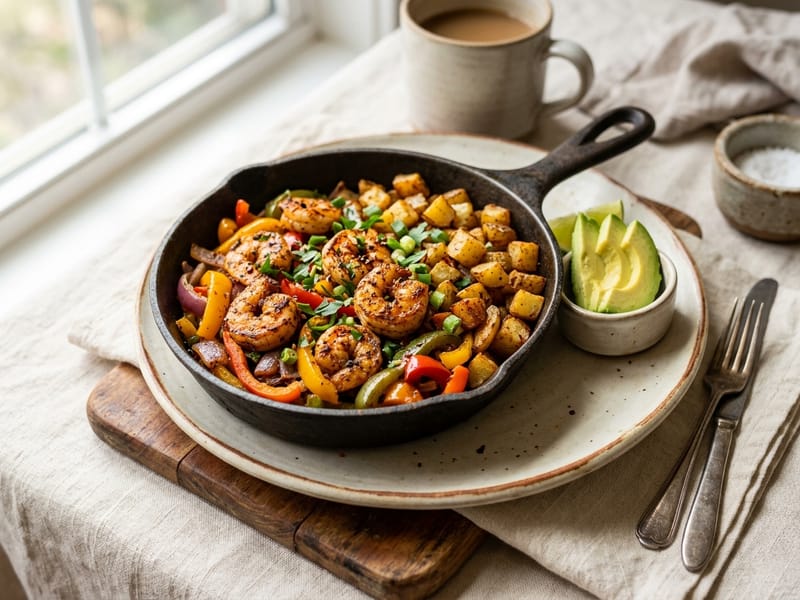 Cajun Shrimp And Bell Pepper Breakfast Skillet