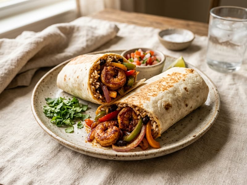 Cajun Shrimp And Bell Pepper Burritos