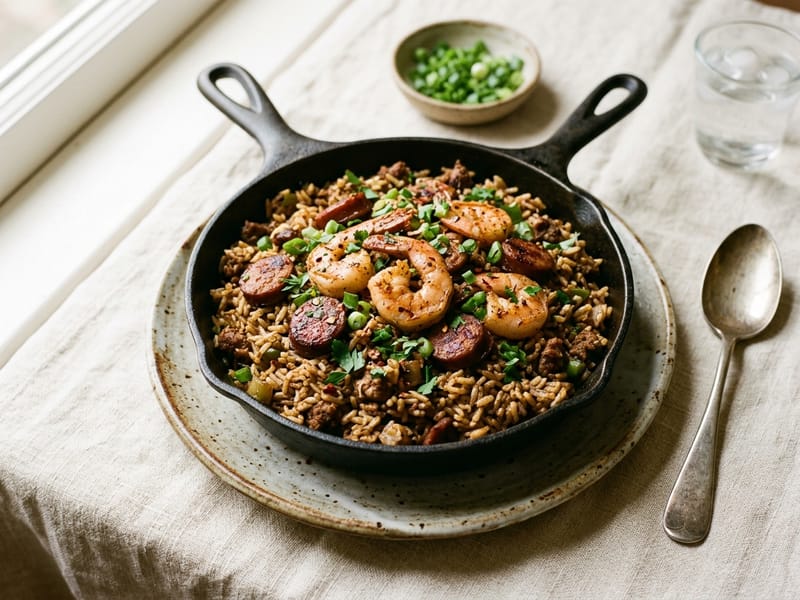 Cajun Shrimp And Sausage Dirty Rice