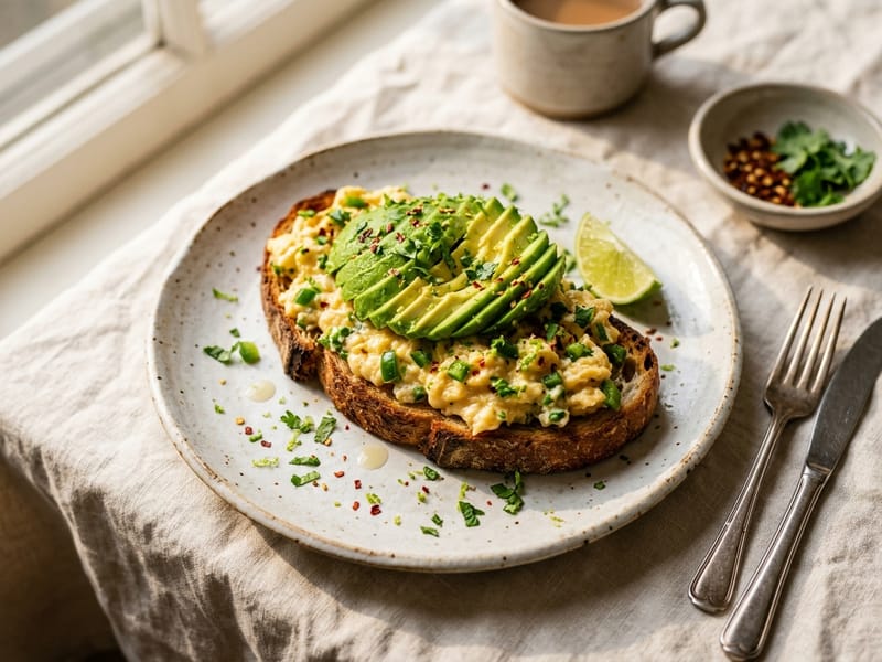 Chili Lime Scrambled Eggs With Avocado