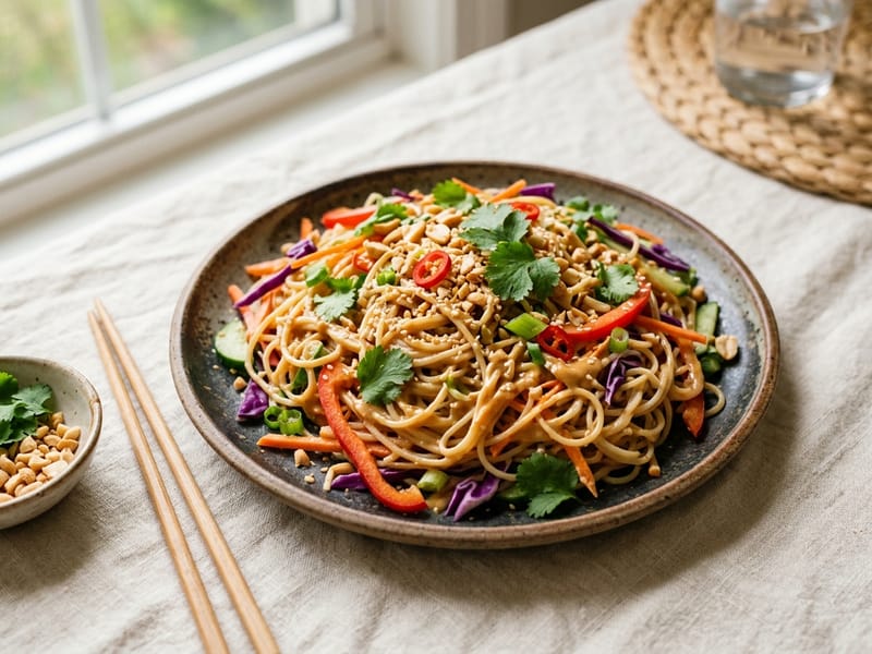Chilled Thai Peanut Rice Noodle Salad
