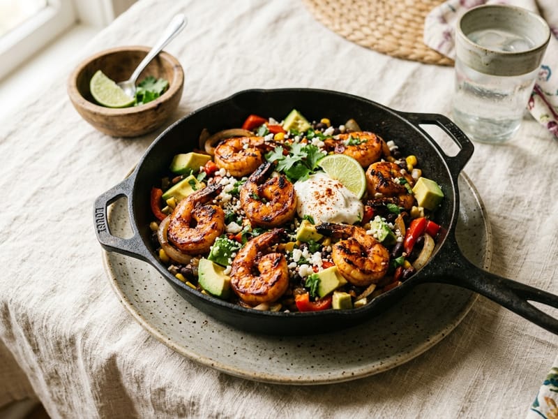 Chipotle Shrimp and Avocado Skillet