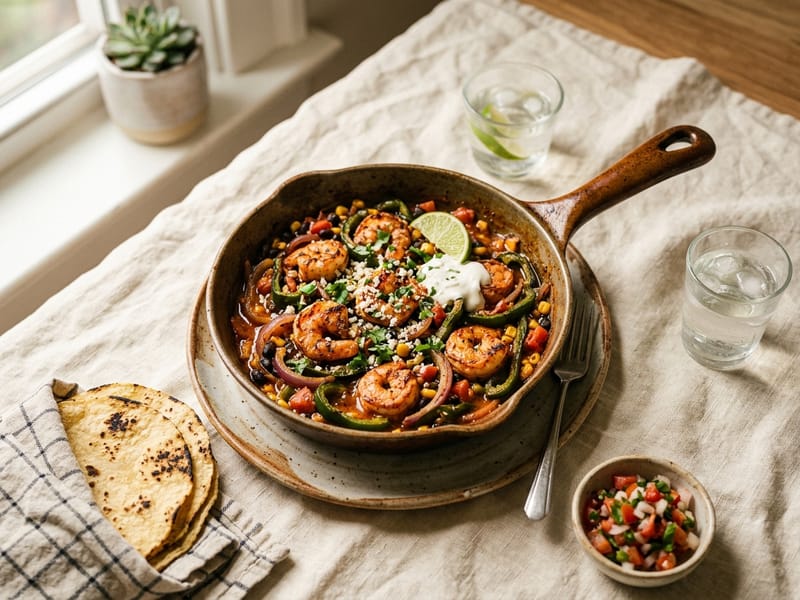 Chipotle Shrimp and Poblano Skillet