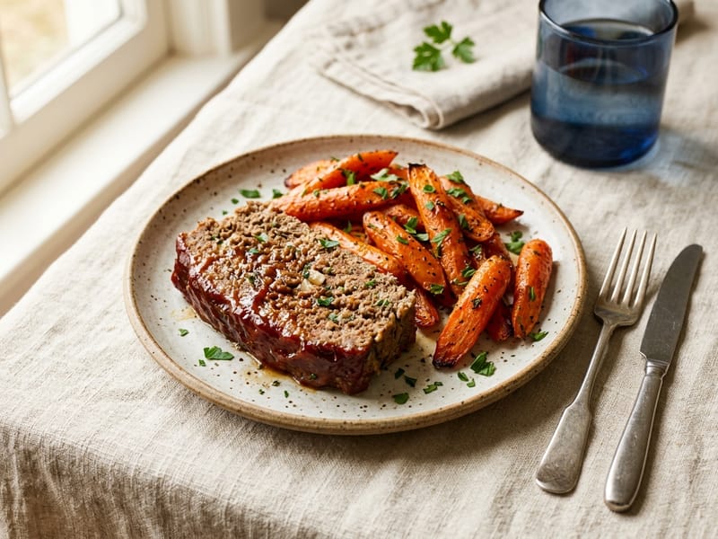 Classic Meatloaf with Roasted Carrots