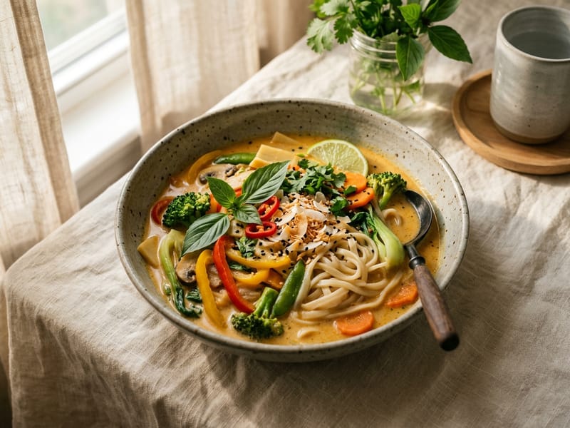Coconut Curry Vegetable Noodle Bowl