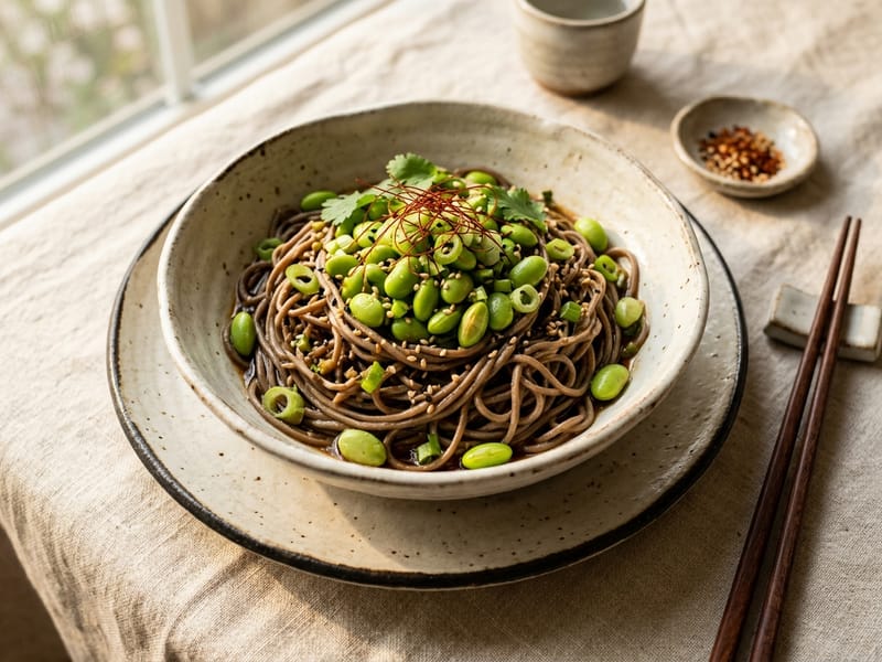 Cold Garlic Ginger Soba Noodle Bowl