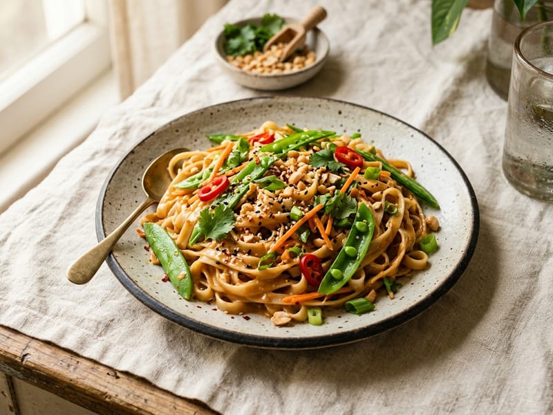 Cold Peanut Rice Noodle Salad