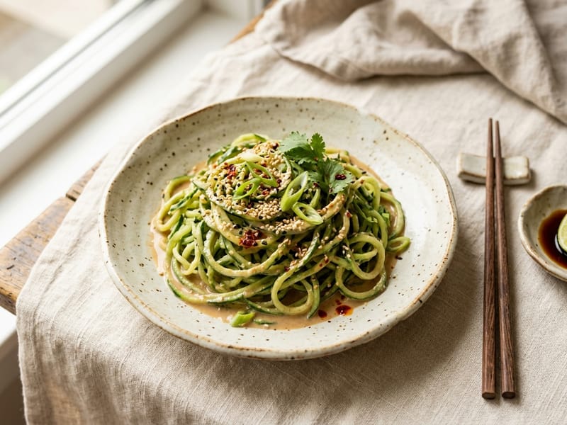 Cold Sesame Cucumber Noodle Bowl