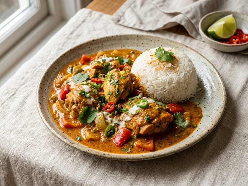Creamy Coconut Chicken Curry With Rice