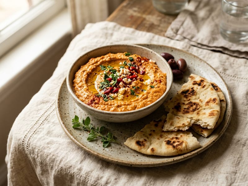 Creamy Feta And Roasted Red Pepper Dip