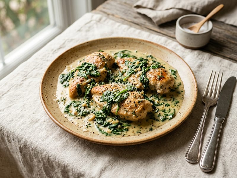 Creamy Spinach And Chicken Skillet