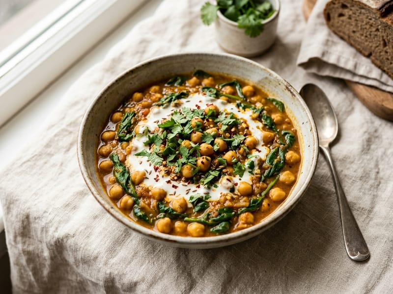 Creamy Spinach and Chickpea Curry