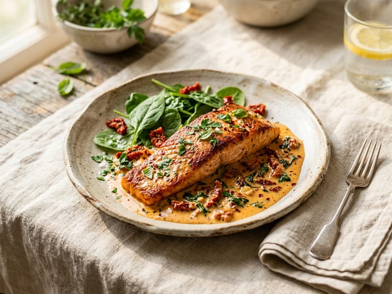 Creamy Sun Dried Tomato Salmon