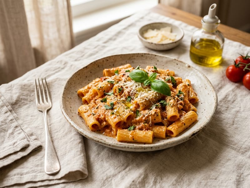 Creamy Tomato and Cottage Cheese Pasta