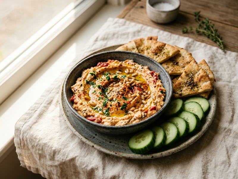 Creamy Whipped Feta And Roasted Red Pepper Dip