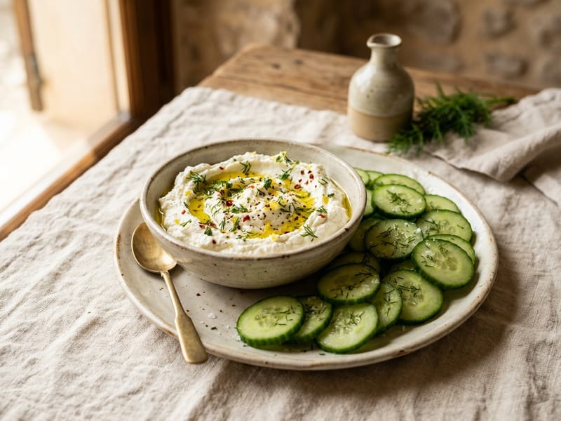 Creamy Whipped Feta with Cucumber Rounds