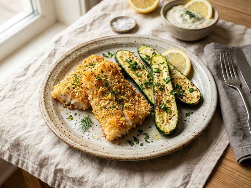 Crispy Air Fryer Cod And Zucchini