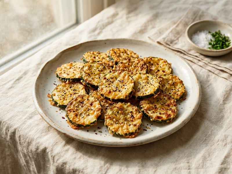 Crispy Parmesan Garlic Zucchini Rounds