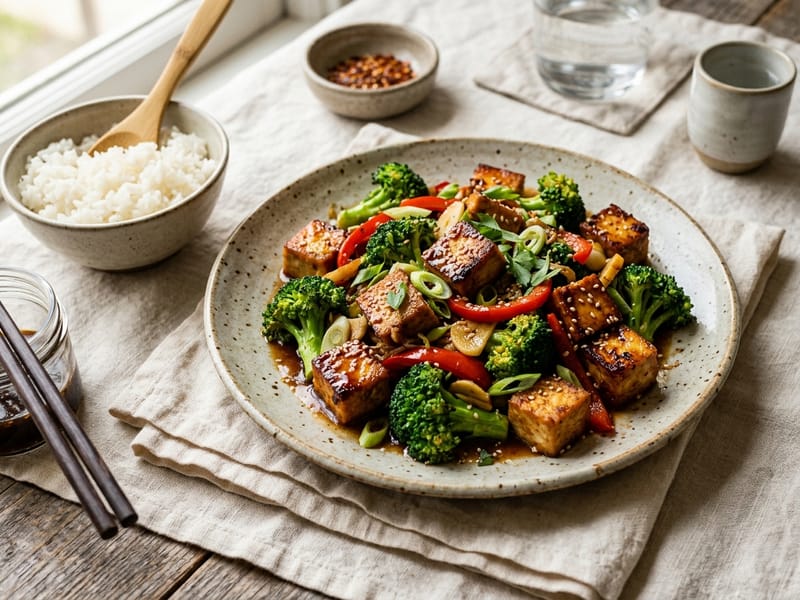 Crispy Tofu and Broccoli Stir Fry