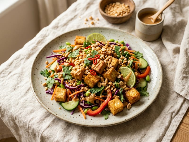 Crispy Tofu and Peanut Salad