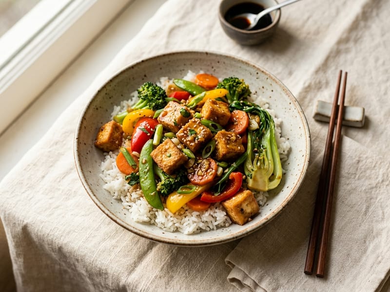 Crispy Tofu Veggie Stir-Fry