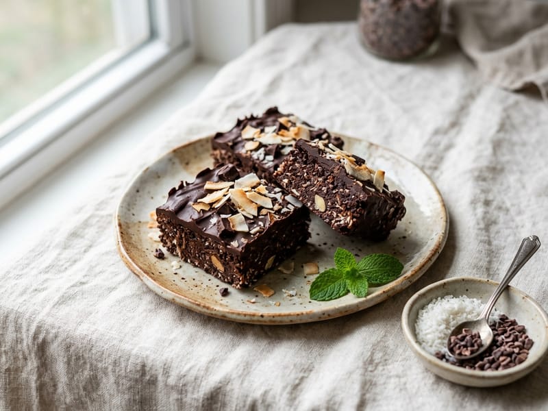Dark Chocolate Coconut Protein Bars