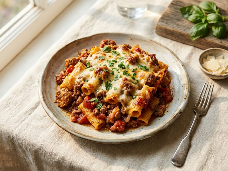 Double Meat Italian Sausage Pasta Bake