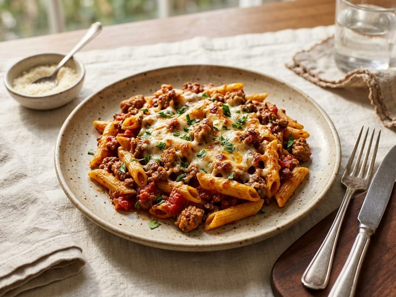 Double Meat Italian Sausage Penne Bake