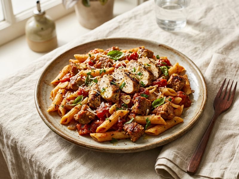 Double Protein Chicken And Sausage Penne