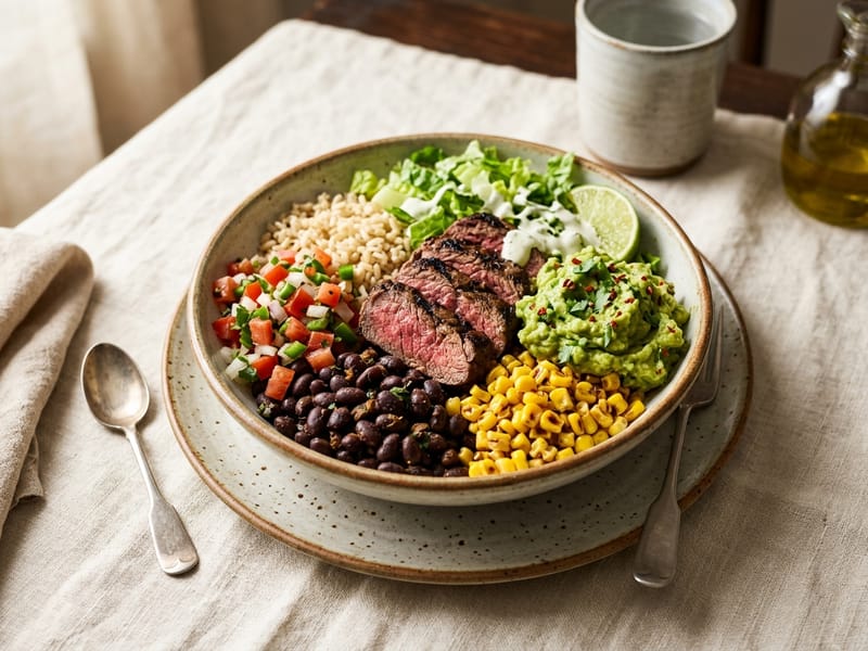 Double Protein Steak And Black Bean Burrito Bowl