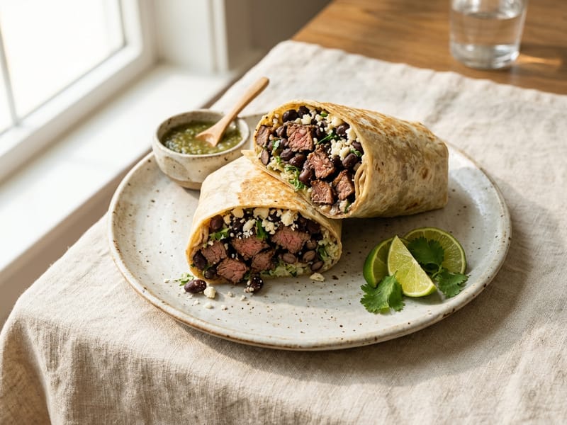 Double Protein Steak And Black Bean Burrito