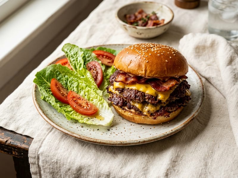Double Smash Burger With Bacon