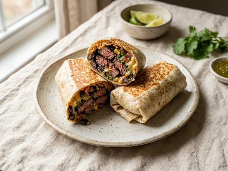 Double Steak And Black Bean Burritos