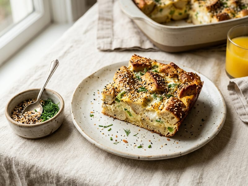 Everything Bagel and Cream Cheese Strata