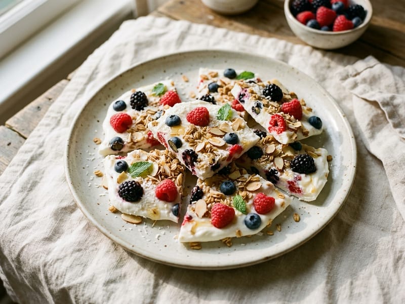 Frozen Berry Greek Yogurt Bark