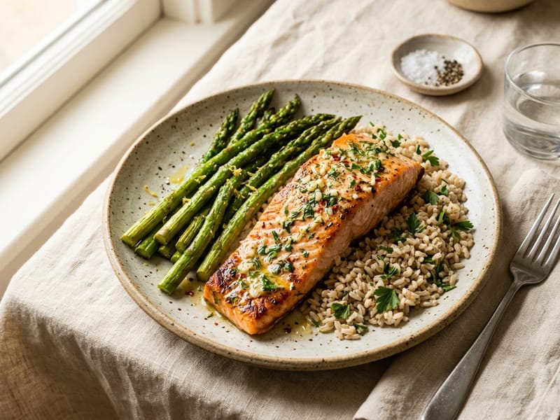 Garlic Butter Salmon with Asparagus