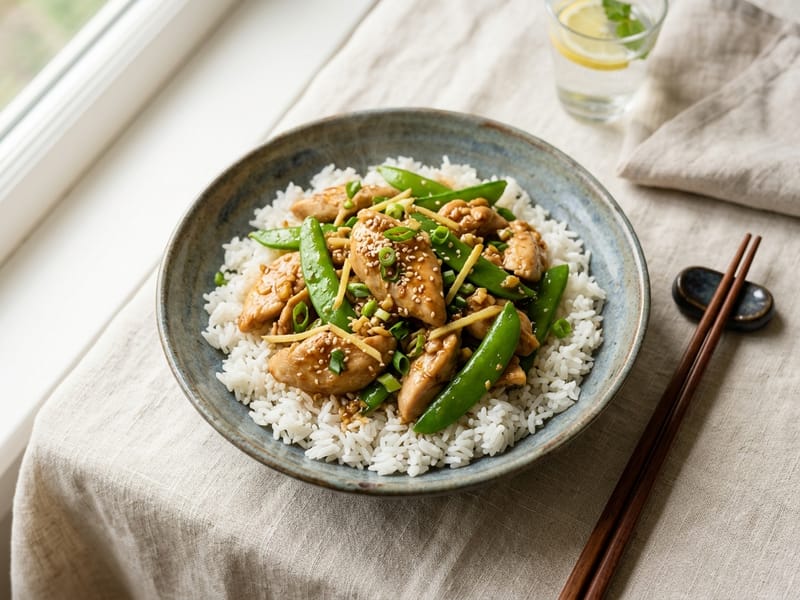 Garlic Ginger Chicken and Rice Bowls