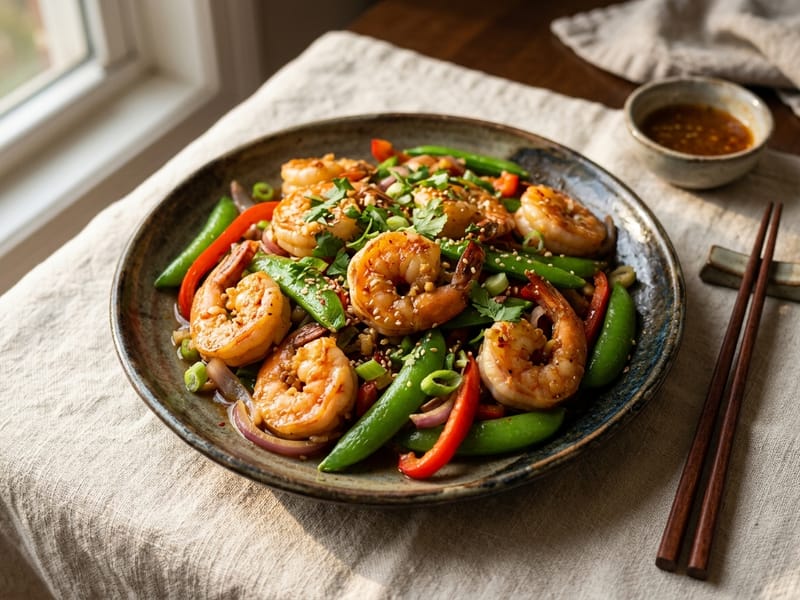 Garlic Ginger Shrimp Stir Fry