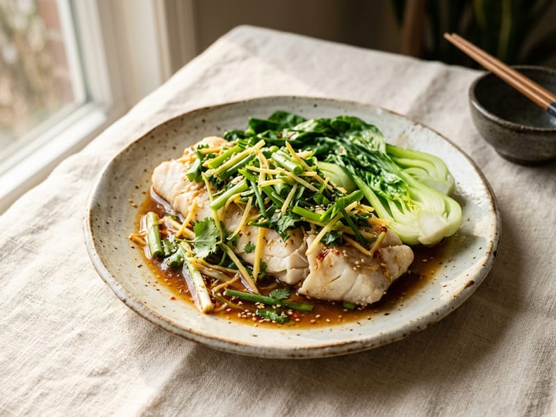 Ginger Scallion Cod and Bok Choy